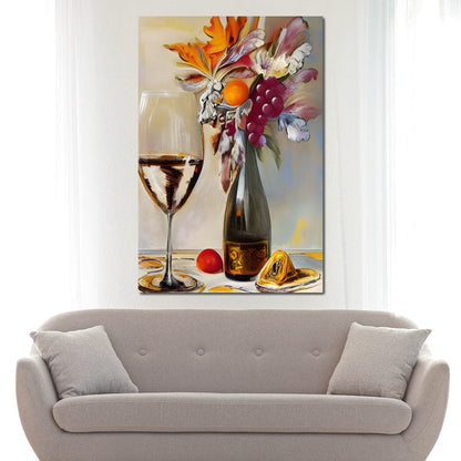 Abstract Wine & Flowers 05 Canvas Wall Art