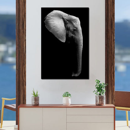 Black and White Elephant Head Canvas Wall Art