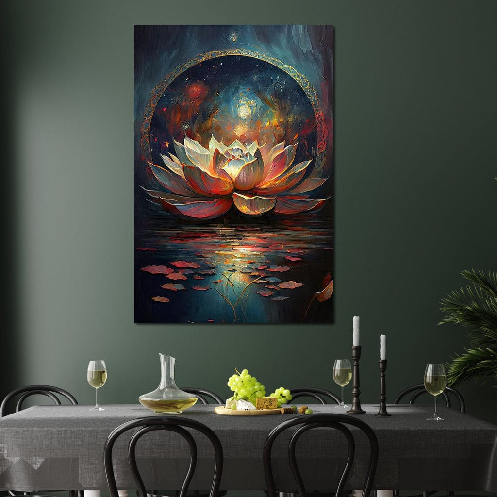 Midnight Lotus Flower Canvas Wall Art
