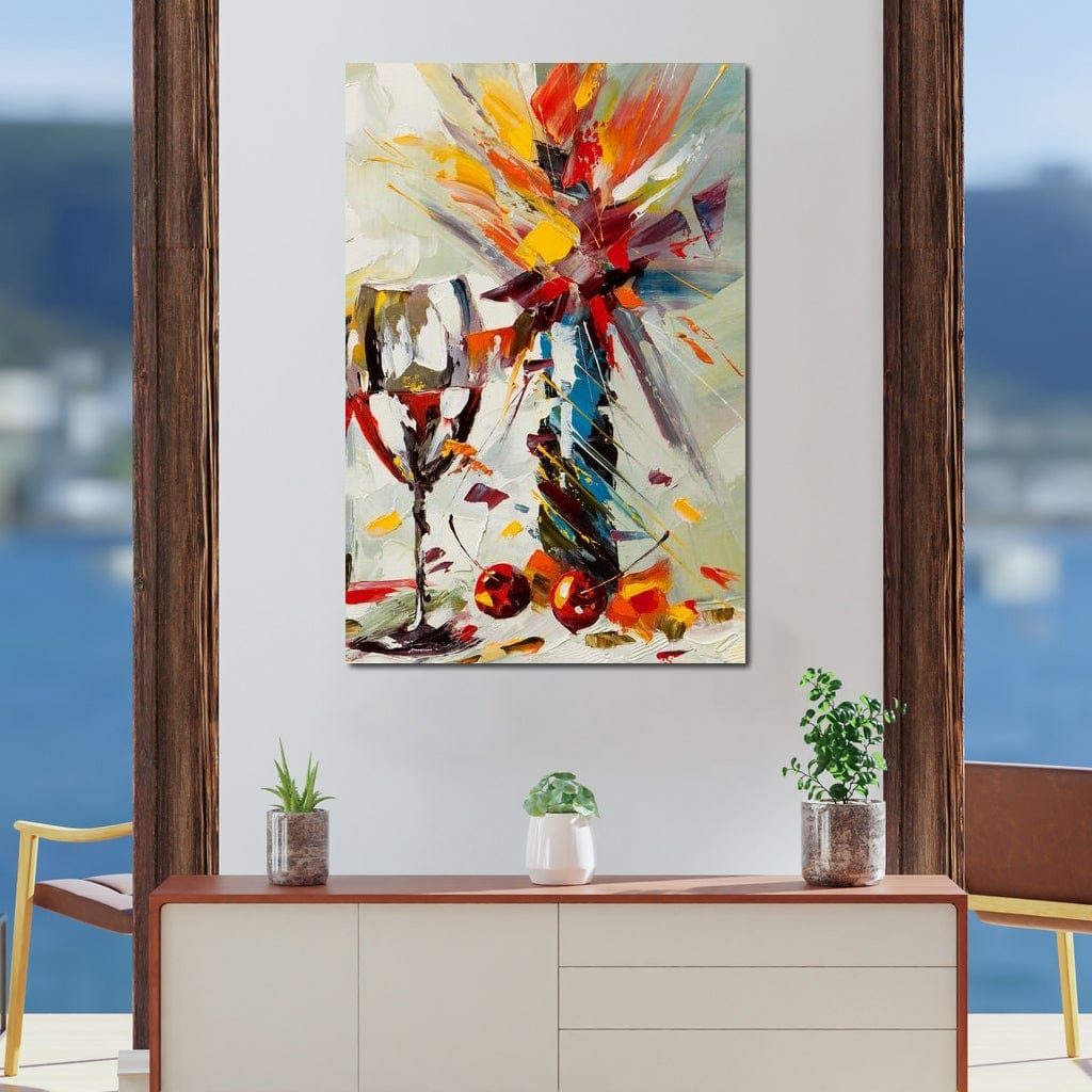 Wine & Flowers Canvas Wall Art