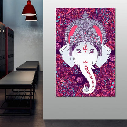 Hindu Lord Ganesha in Pink Canvas Wall Art