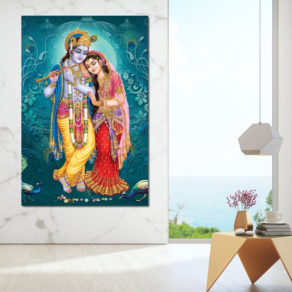 Radha & Krishna Couple Canvas Wall Art