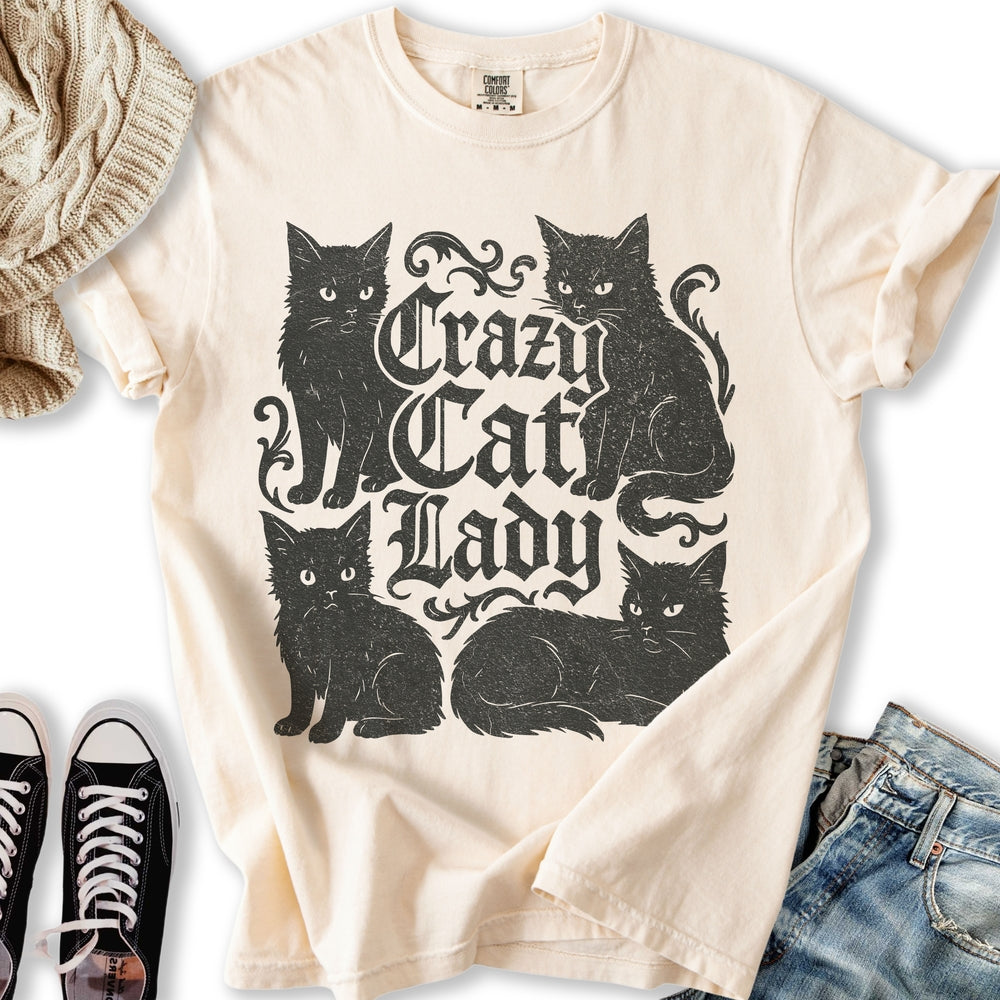 Vintage Crazy Black Cat Lady Relaxed Tee