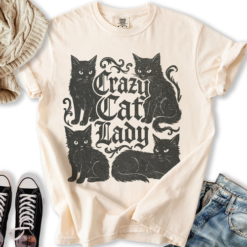 Vintage Crazy Black Cat Lady Relaxed Tee
