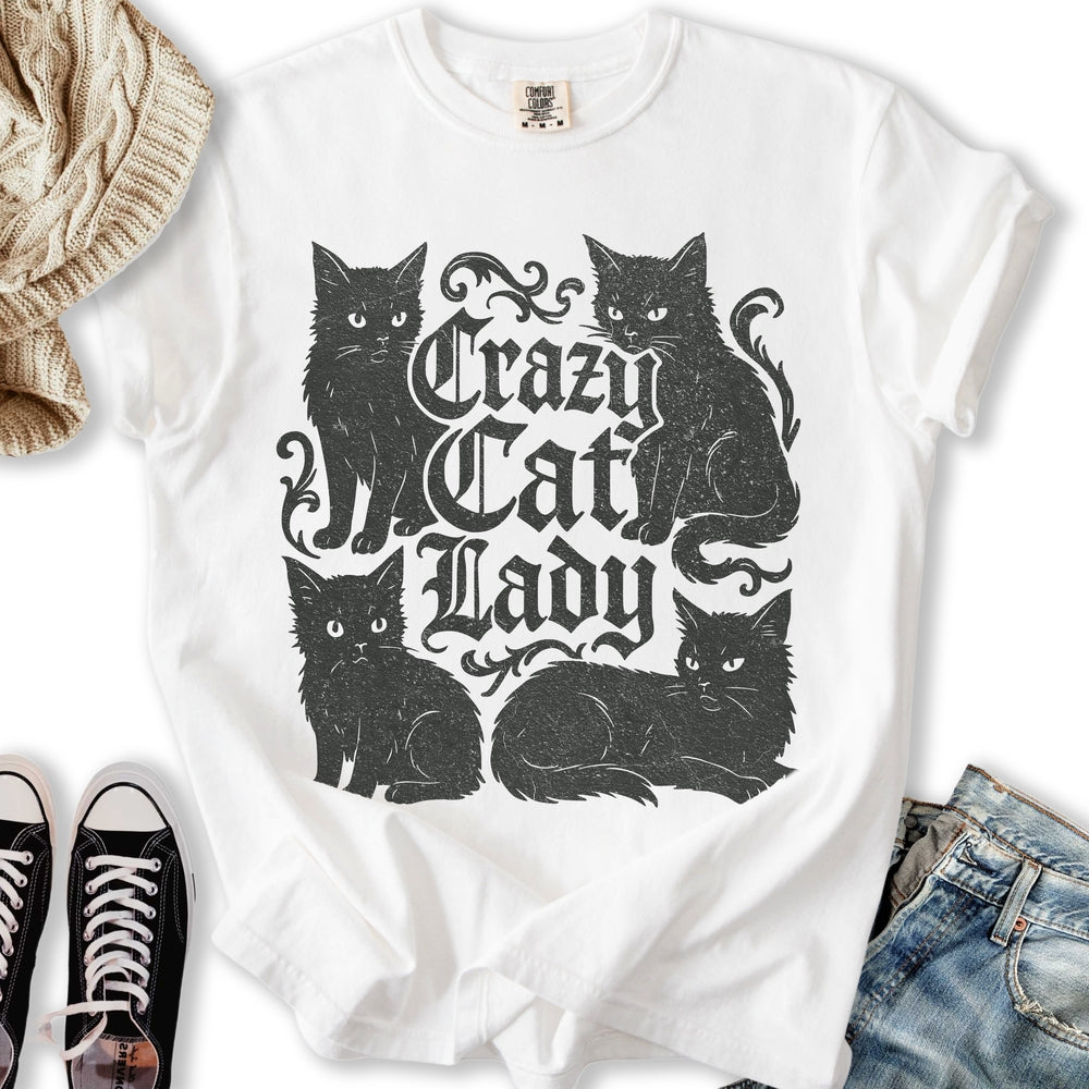 Vintage Crazy Black Cat Lady Relaxed Tee