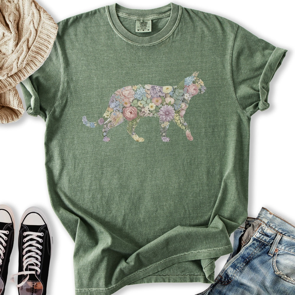 Pastel Floral Cat Relaxed Tee