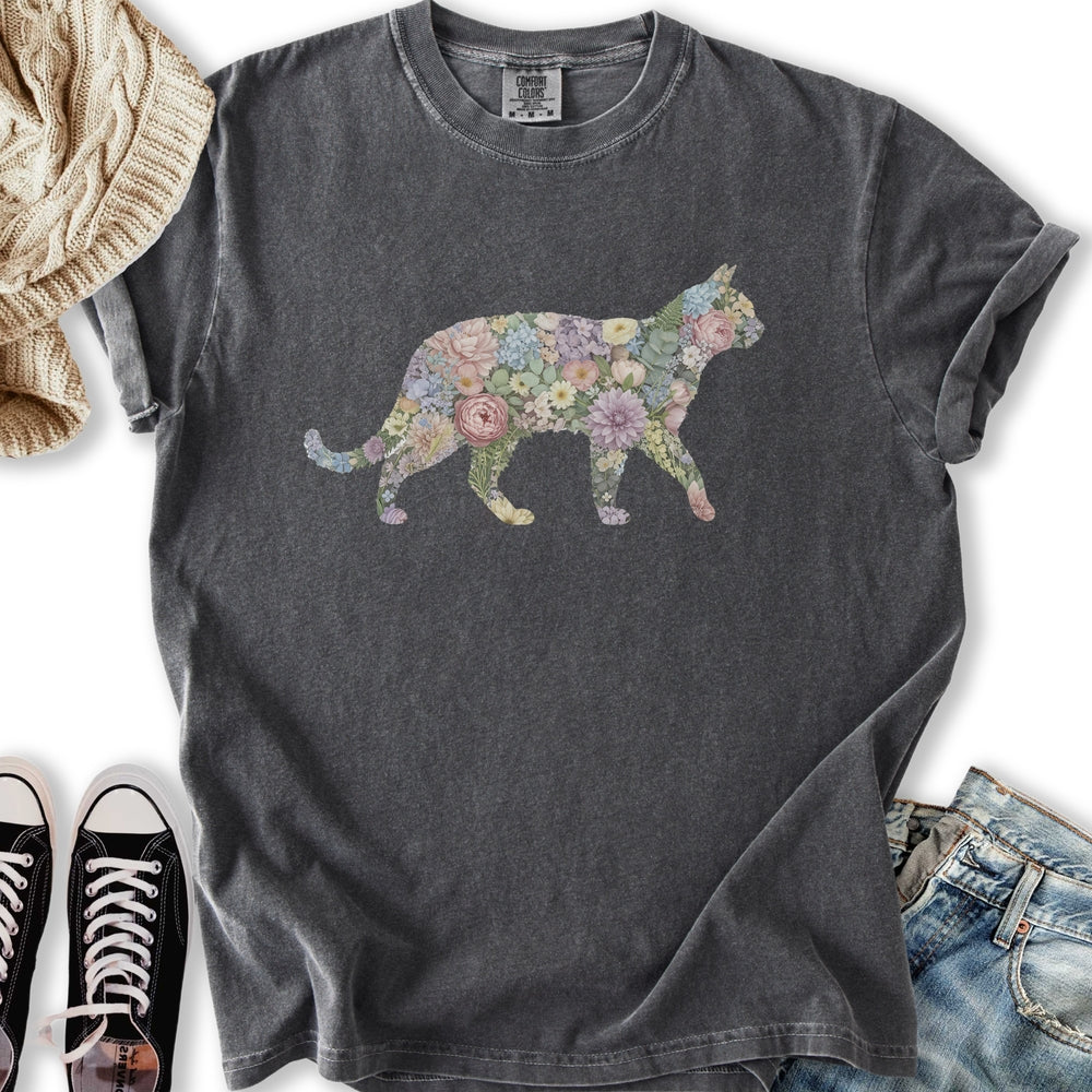 Pastel Floral Cat Relaxed Tee