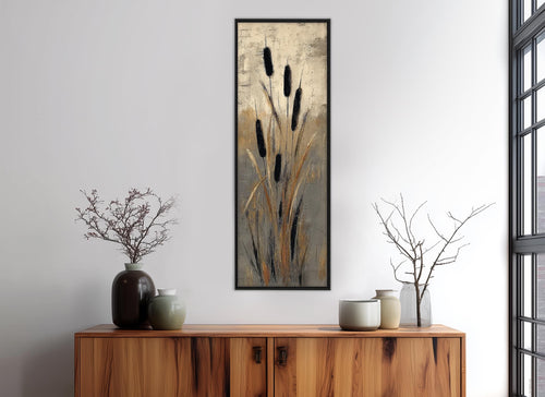 Cattails Abstract Art Canvas Print, Nature Print, Rustic Wall Decor, Framed and Ready to Hang