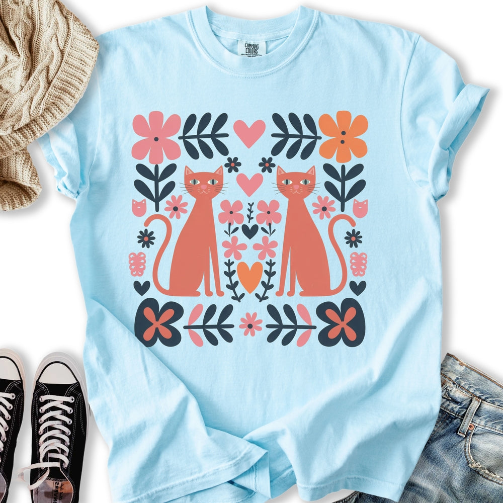 Folk Art Cats Relaxed Tee