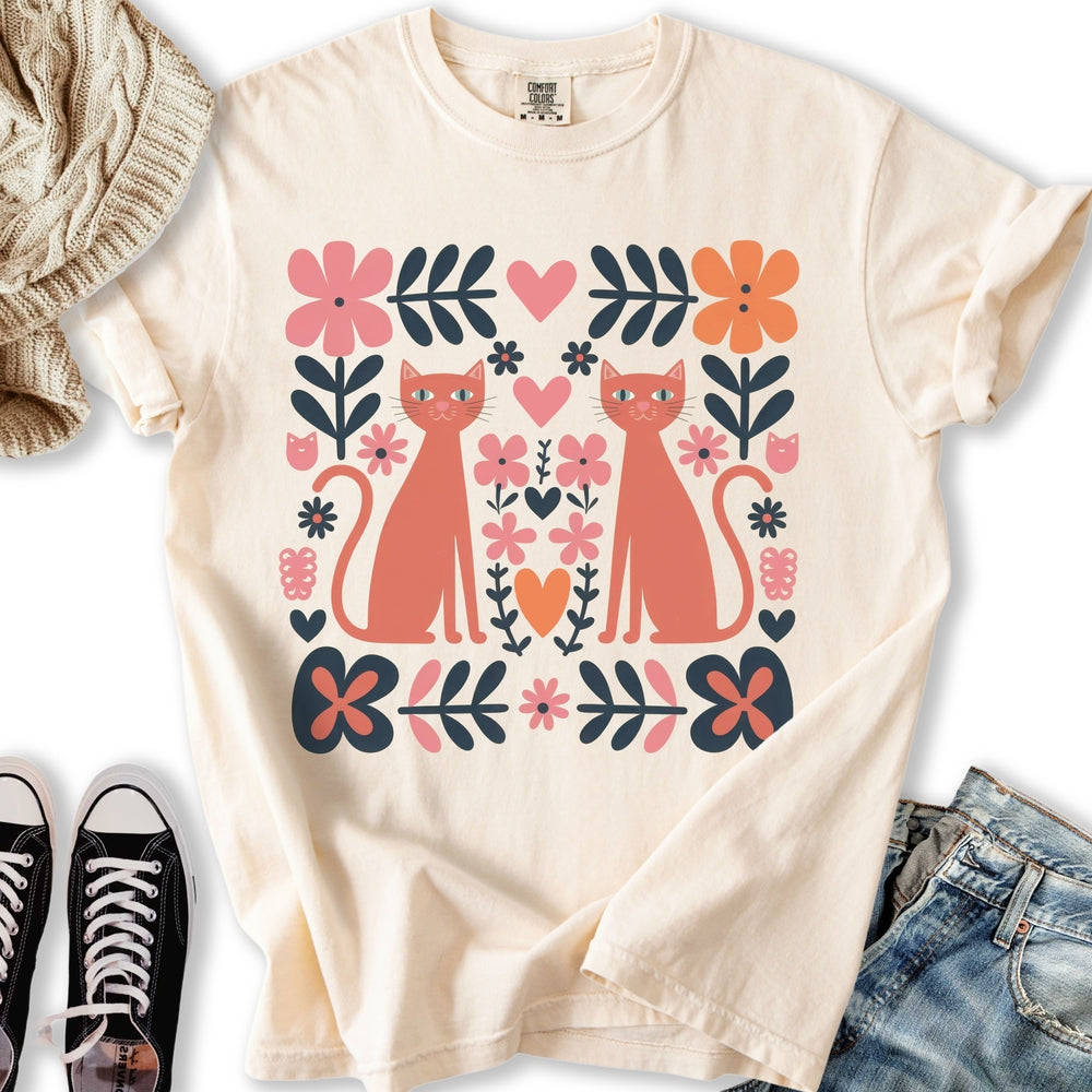 Folk Art Cats Relaxed Tee