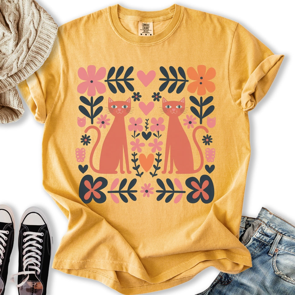 Folk Art Cats Relaxed Tee