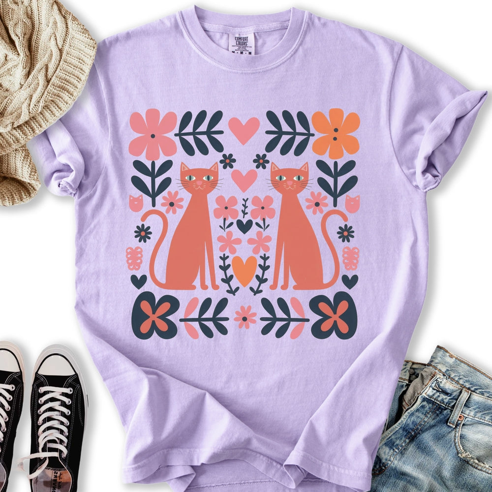 Folk Art Cats Relaxed Tee