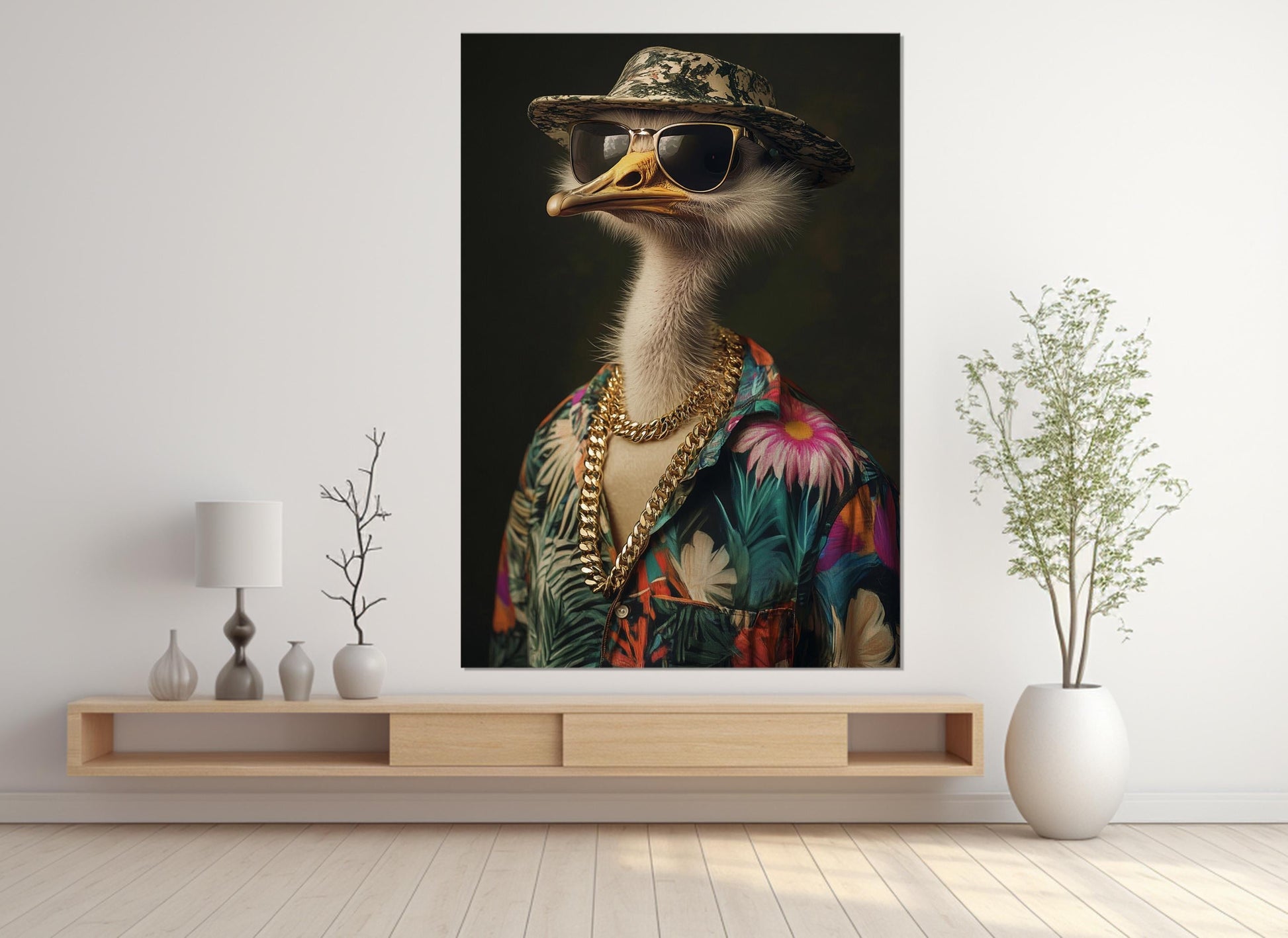 Ostrich Canvas Print - Framed Canvas Art | Ready to Hang Cool Ostrich Artwork
