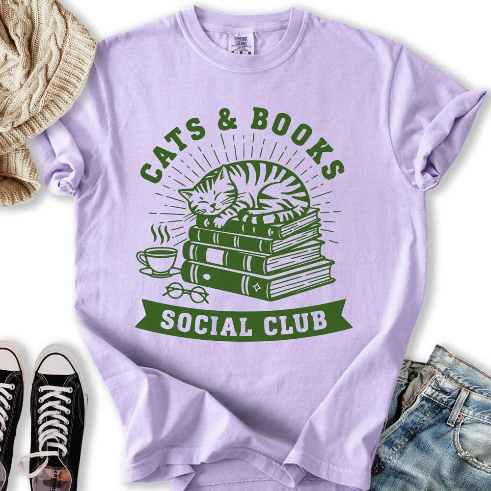 Cats and Books Social Relaxed Tee