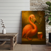 Flamingo Beer and Cigar 3D Wrapped Canvas Wall Art