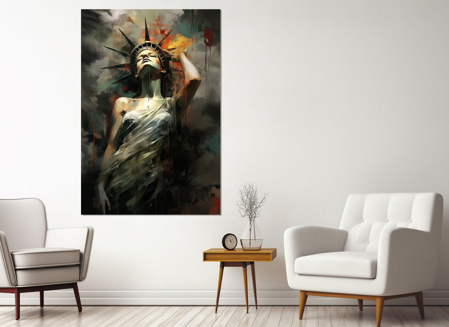 Abstract Statue of Liberty Canvas Print, New York Wall Art, Liberty Statue Painting, Framed and Ready to Hang