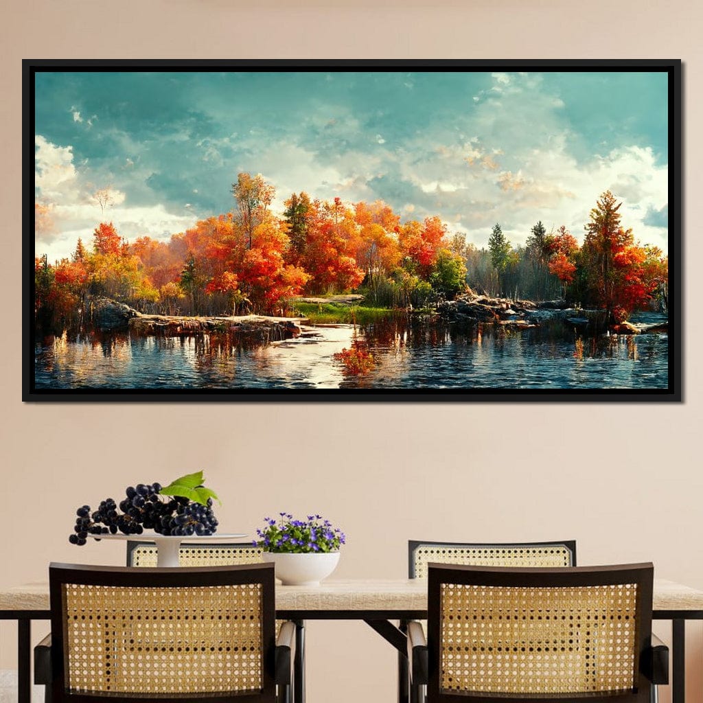 Lakefall Landscape Canvas Wall Art