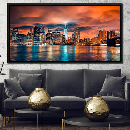 Red Clouds Over New York City Canvas Wall Art