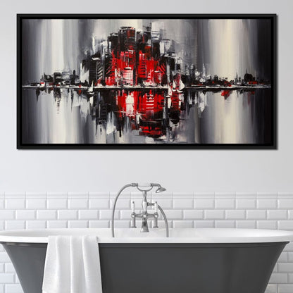 Red Black & Grey Skyline Canvas Wall Art