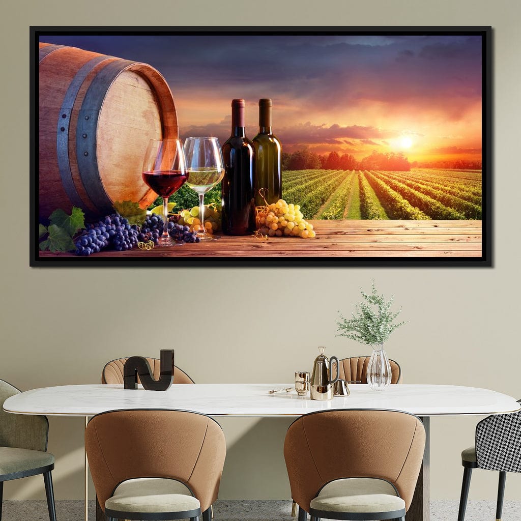 Wine Valley Sunset Canvas Wall Art