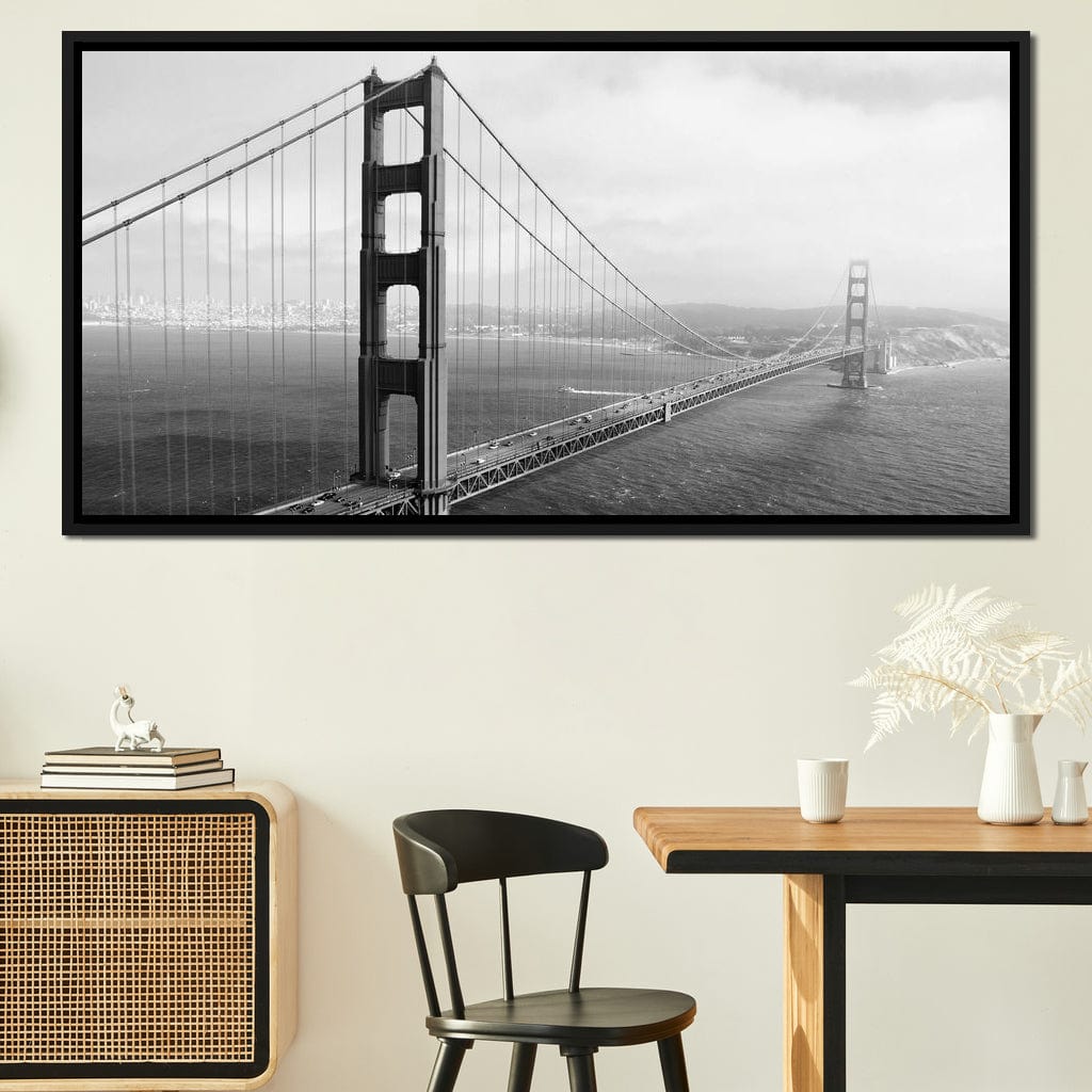 Golden Gate Bridge in Black & White Canvas Wall Art