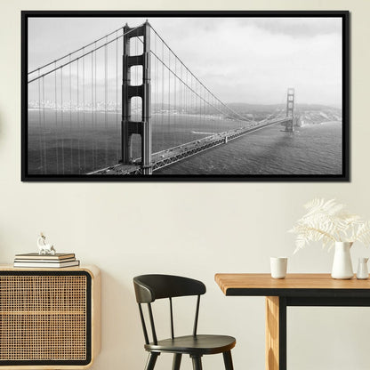 Golden Gate Bridge in Black & White Canvas Wall Art