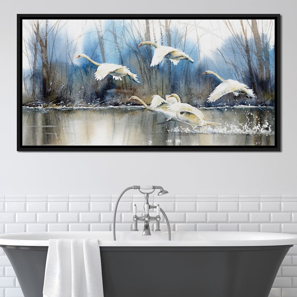 White Swans Canvas Wall Art