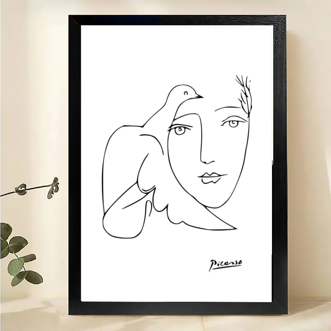 Peace Dove Line Art Print – Picasso Style Minimalist Canvas Wall Decor