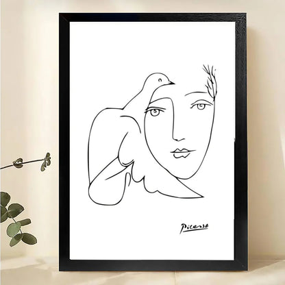 Peace Dove Line Art Print – Picasso Style Minimalist Canvas Wall Decor