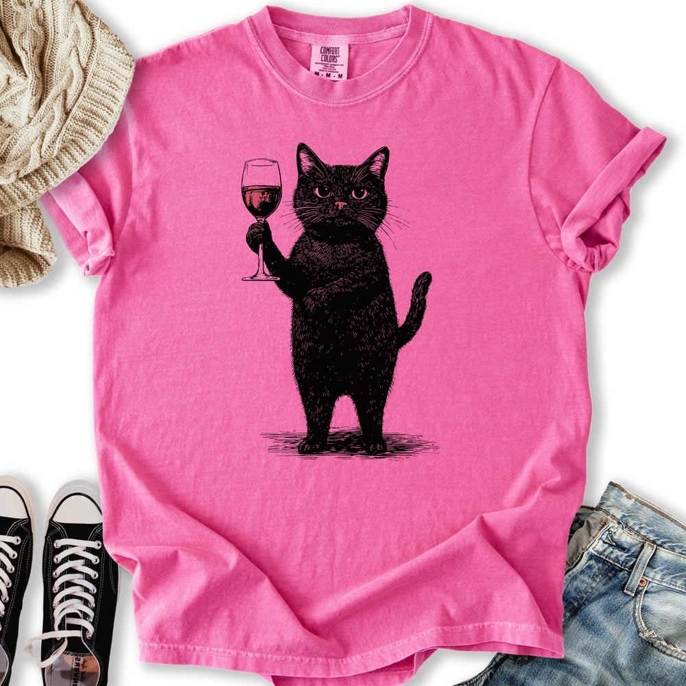 Black Cat Red Wine Relaxed Tee