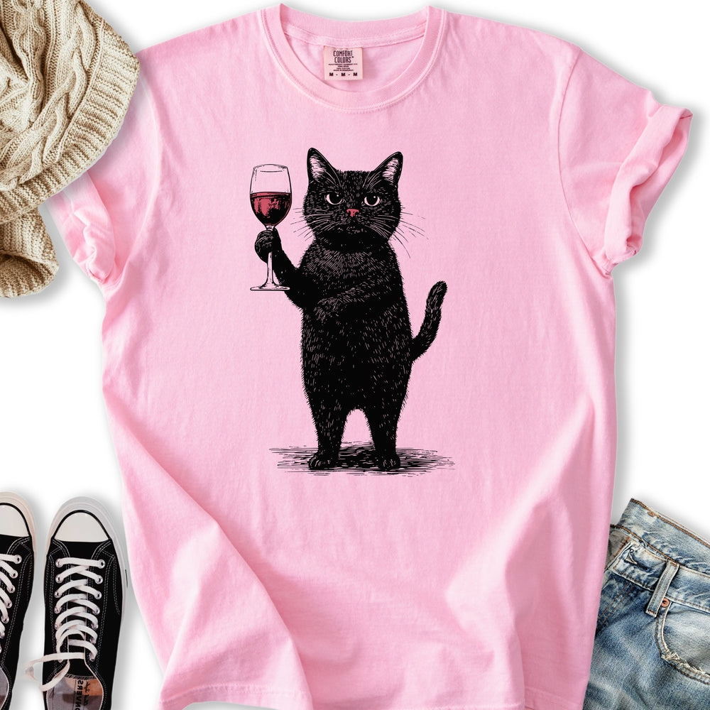 Black Cat Red Wine Relaxed Tee