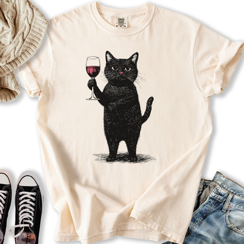 Black Cat Red Wine Relaxed Tee