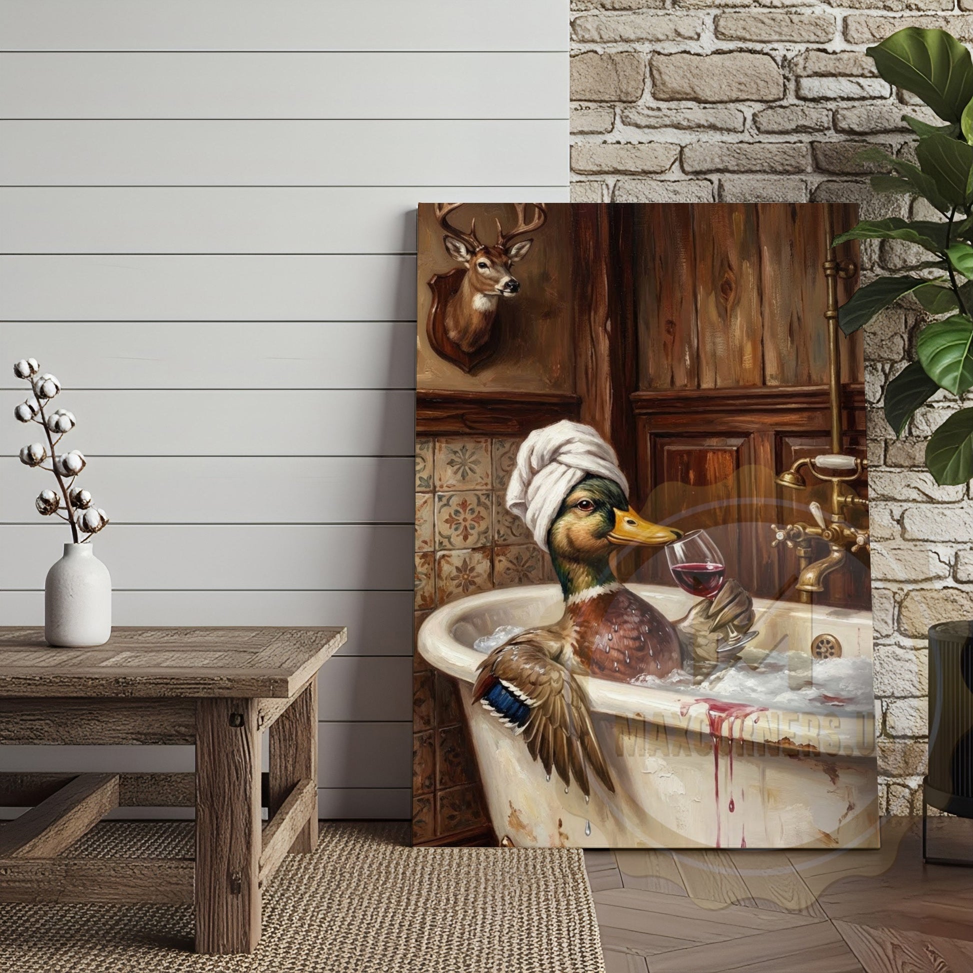 Mallard Bath Canvas - Rustic Wildlife Bathroom Decor