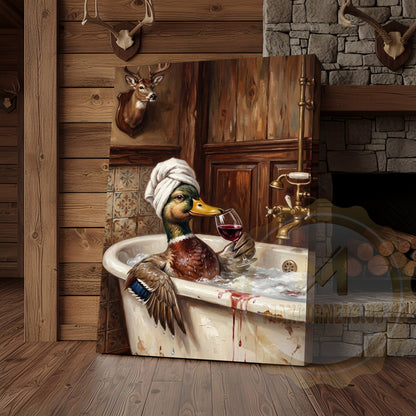 Mallard Bath Canvas - Rustic Wildlife Bathroom Decor