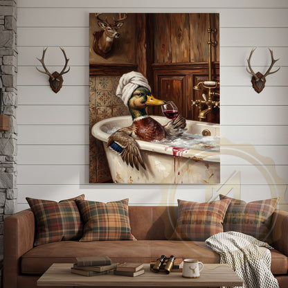 Mallard Bath Canvas - Rustic Wildlife Bathroom Decor