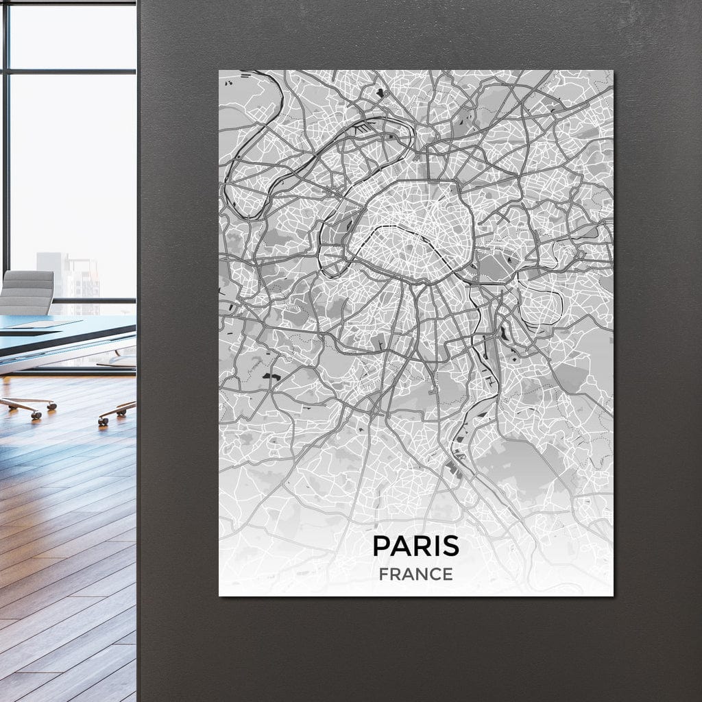 Map of Paris, France Canvas Wall Art