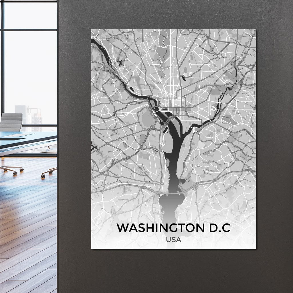 Map of Washington, USA Canvas Wall Art