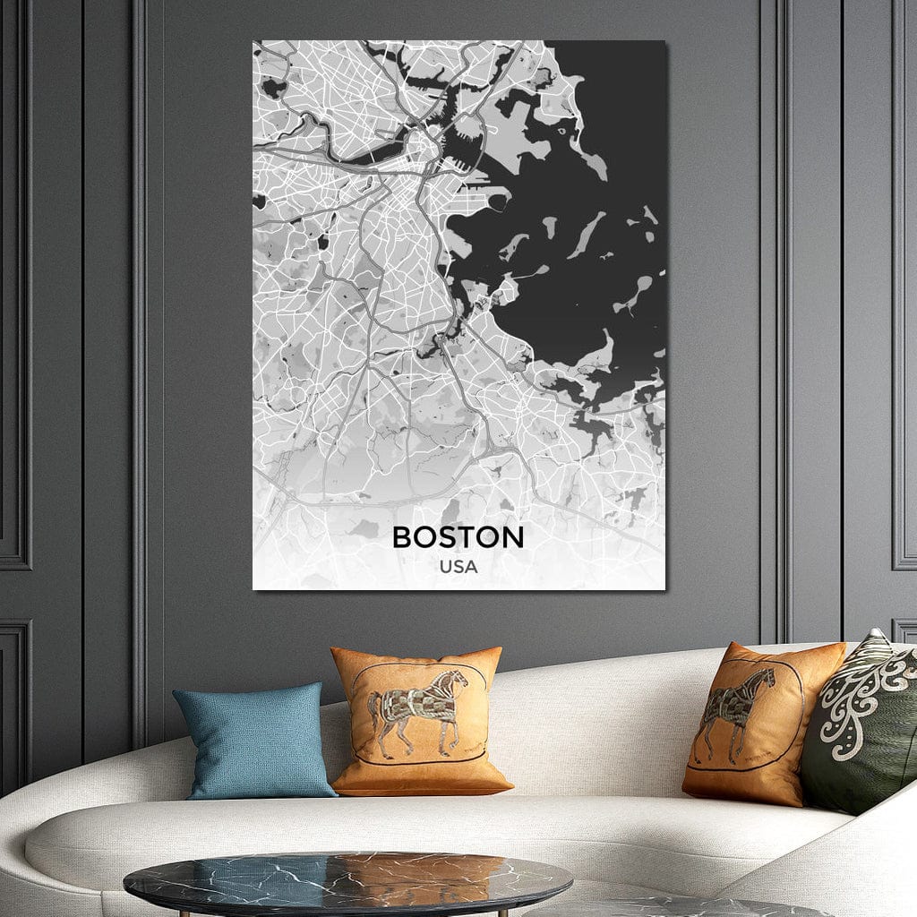Map of Boston, USA Canvas Wall Art