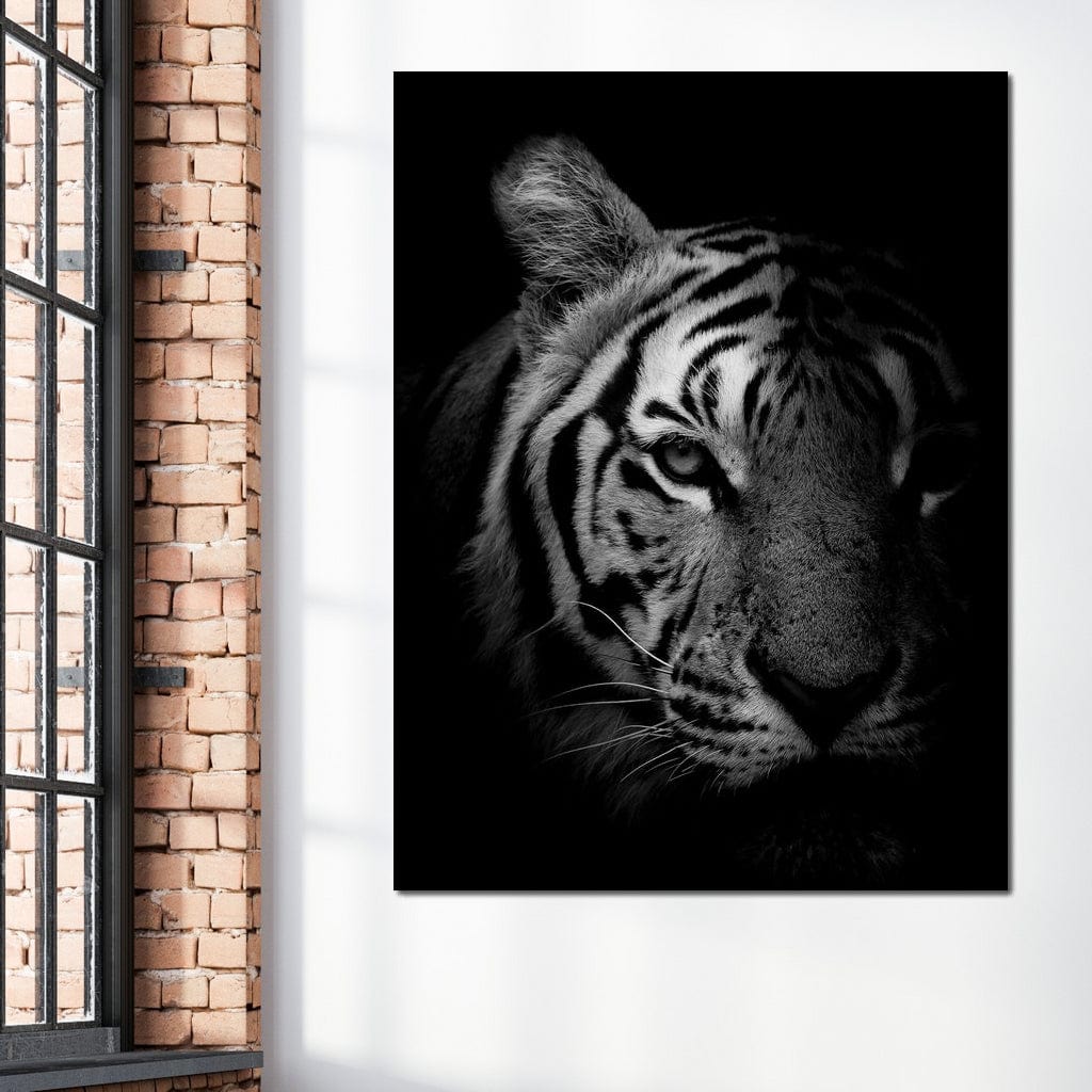 Black and White Fading Tiger Canvas Wall Art