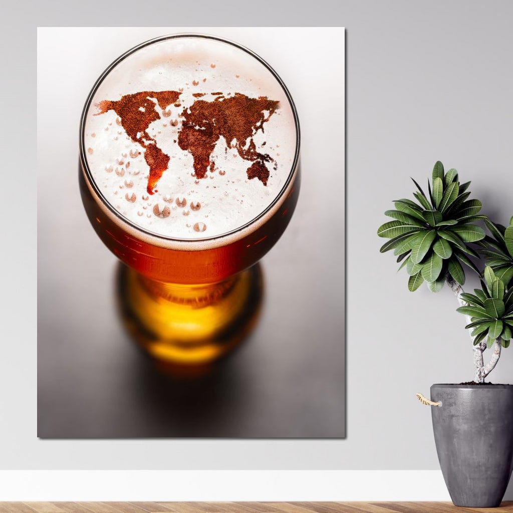 World Map Beer Canvas Wall Art
