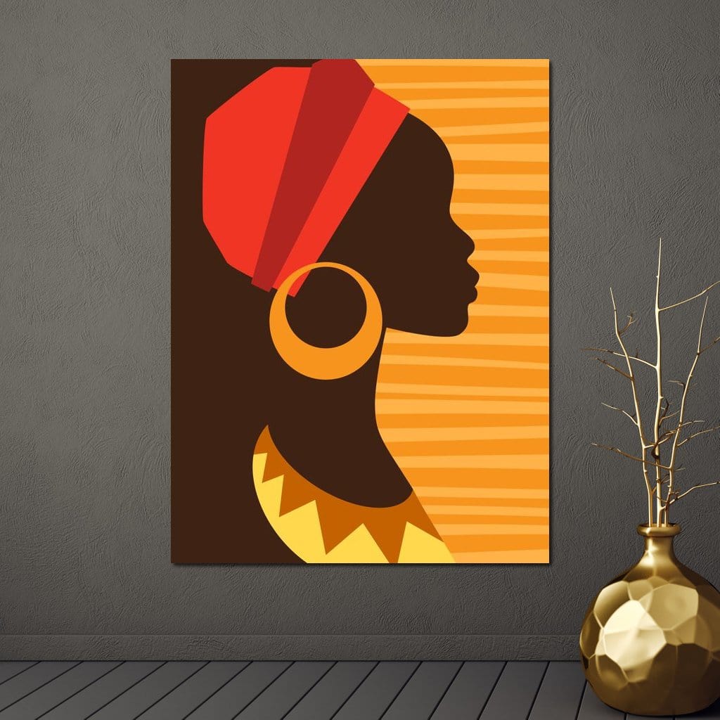 African Woman Profile Canvas Wall Art