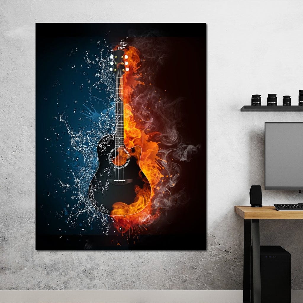 Fire & Water Guitar Canvas Wall Art