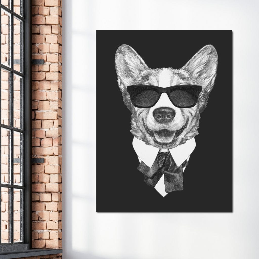 Dressed Up Corgi Canvas Wall Art
