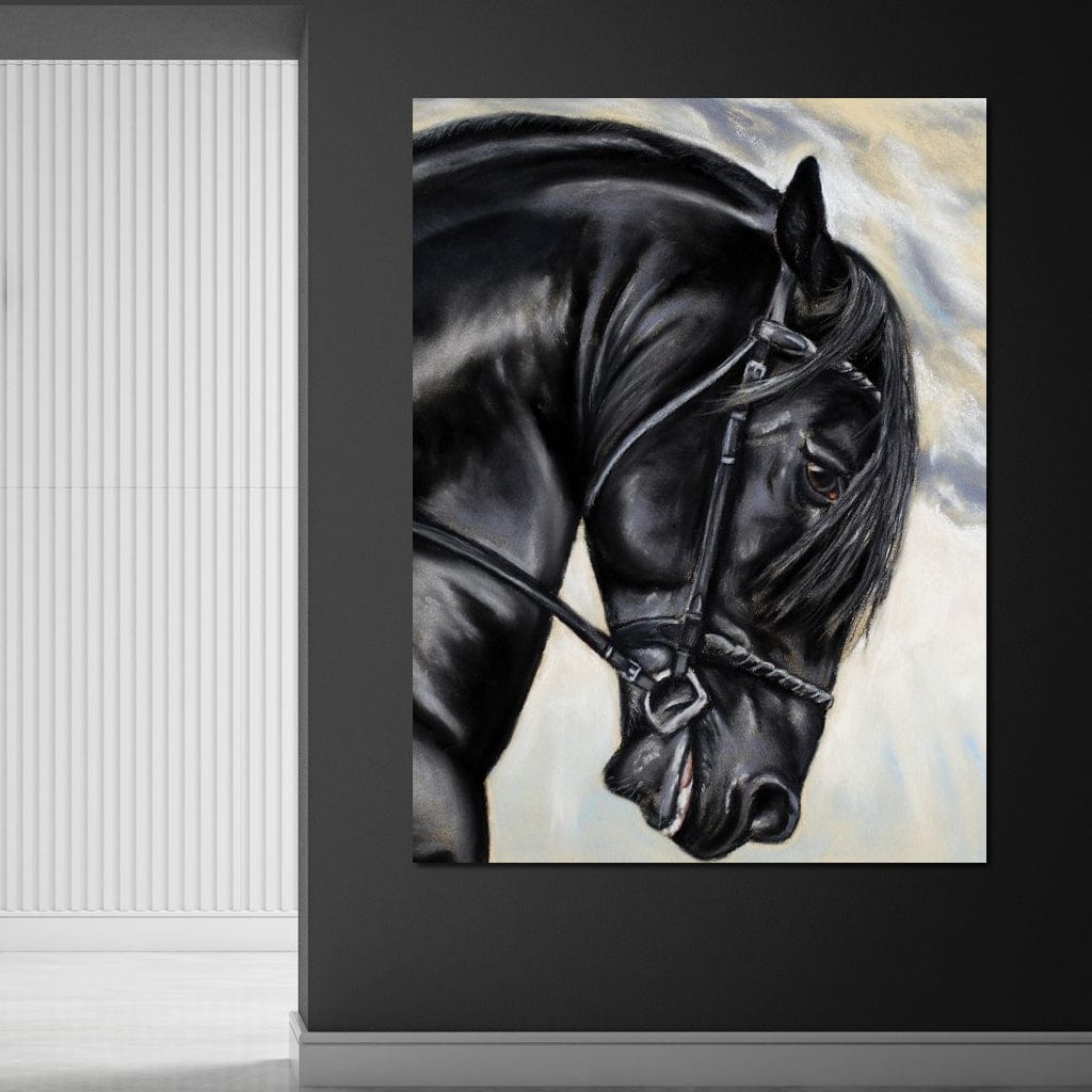 Black Friesian Horse Canvas Wall Art