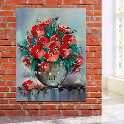 Vase with Poppies Canvas Wall Art