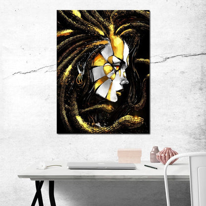 Golden Medusa Canvas Wall Art