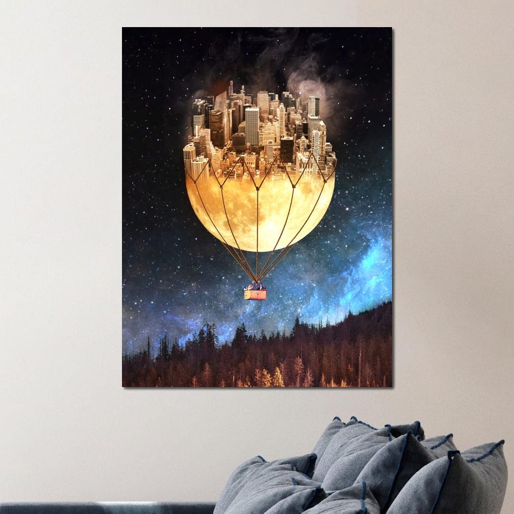 Moon Town Canvas Wall Art