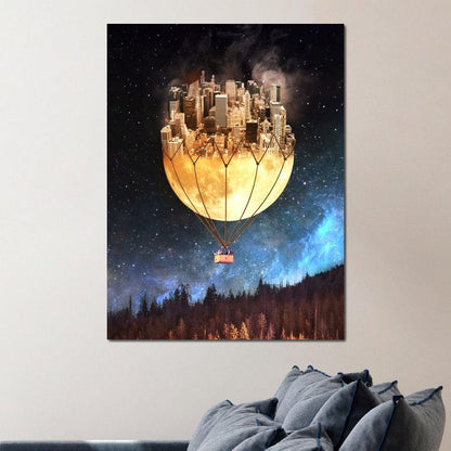 Moon Town Canvas Wall Art