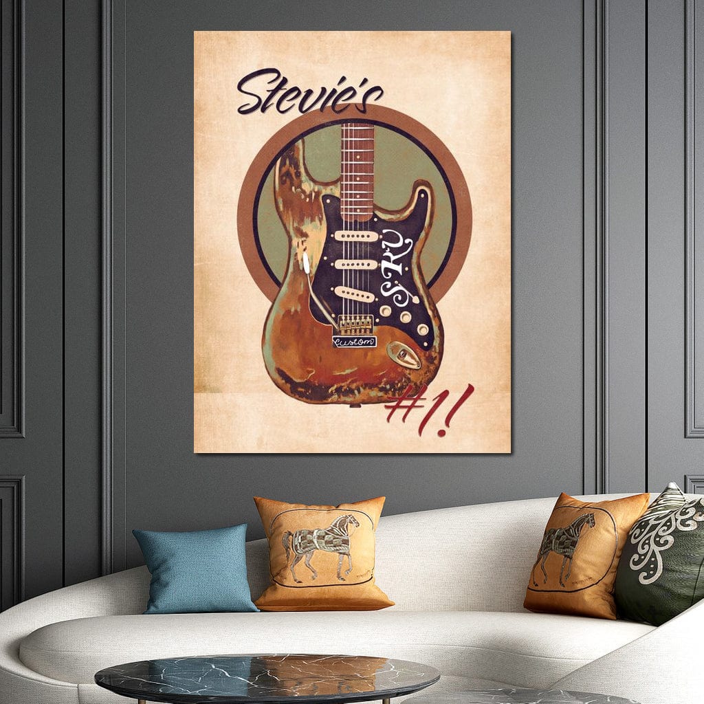 Stevie Ray Vaughan's Guitar Retro Canvas Wall Art