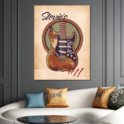 Stevie Ray Vaughan's Guitar Retro Canvas Wall Art